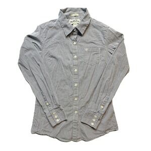 Ariat REAL Shirt Womens Medium Blue White Stripe Fitted Western Button Up